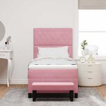 vidaXL Lit à ressorts avec matelas Rose 100 x 200 cm Velours
