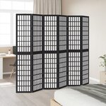 vidaXL Cloison de séparation 6 panneaux noir bois de paulownia massif