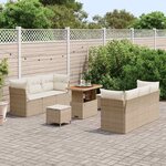 vidaXL Ensemble de canapé de jardin 9 Pièces Beige polyrotin