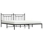 vidaXL Cadre de lit métal sans matelas avec tête de lit noir 200x200cm