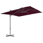 vidaXL Parasol de jardin en porte-à-faux mât en acier rouge bordeaux
