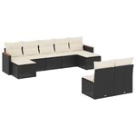 vidaXL Salon de jardin 9 Pièces avec coussins noir résine tressée