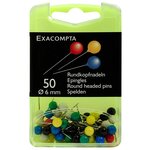 Boîte De 50 Épingles Sphériques - Hauteur De Pointe 15mm - 6mm De Diamètre - Couleurs Assorties - Exacompta