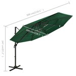 vidaXL Parasol à 4 niveaux avec mât en aluminium Vert 3x3 m