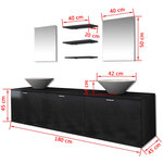 vidaXL 8 pièces de mobilier de salle de bain et lavabo Noir
