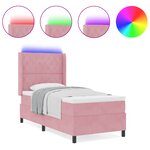 Lit Box Spring vidaXL avec Matelas et LED Rose 90x200 cm Velours
