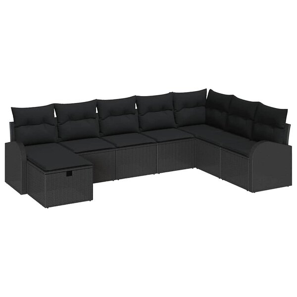 vidaXL Ensemble de canapé de jardin 8 Pièces Noir 289 x 179 x 85 cm
