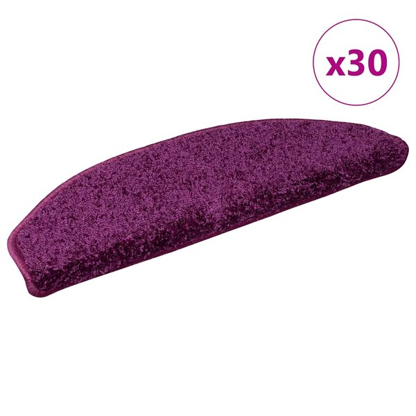vidaXL Tapis d'escalier 30 pièces 65 x 21 x 4 cm Violet Demi-rond Grand
