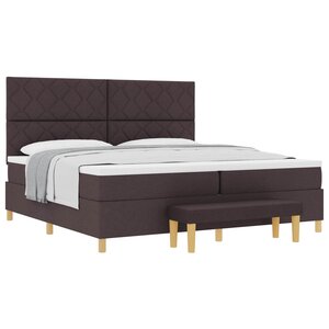 vidaXL Lit à ressorts avec tête de lit Marron foncé 200 x 200 cm tissu