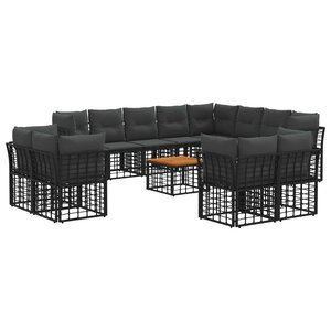 vidaXL Ensemble de canapés d'extérieur 13 pc Noir et Gris foncé