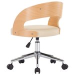 vidaXL Chaise pivotante de bureau Crème Bois courbé et similicuir