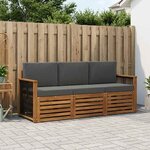 vidaXL Ensembles de canapés avec coussin 3 Pièces Bois d'Acacia Massif