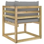 Vidaxl canapé d'angle de jardin avec coussins bois imprégné de vert