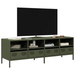 vidaXL Meuble TV vert olive 135x39x43 5 cm acier laminé à froid