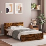vidaXL Cadre de lit avec tête de lit et LED chêne fumé 140x190 cm