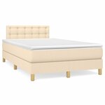 vidaXL Sommier à lattes de lit avec matelas crème 120x190 cm tissu