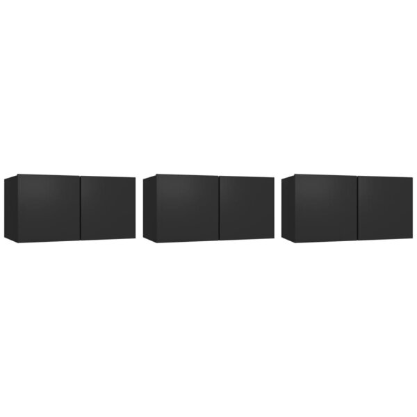 vidaXL Meubles TV suspendus 3 Pièces Noir 60x30x30 cm