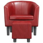 vidaXL Fauteuil avec repose-pied rouge bordeaux similicuir