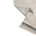 Tapis lavable en coton - beige avec lignes vert et bleu - 90 x 130 cm