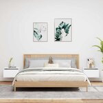 vidaXL Tables de chevet murales avec lumières LED 2 Pièces blanc