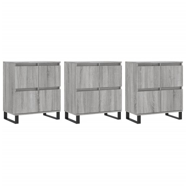 vidaXL Buffets 3 Pièces Sonoma gris Bois d'ingénierie