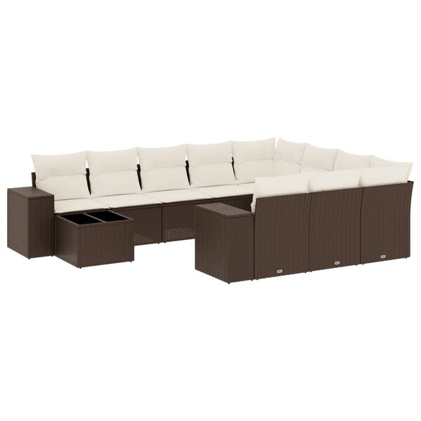 vidaXL Salon de jardin et coussins 11 Pièces marron résine tressée