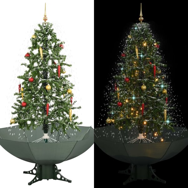 vidaXL Arbre de Noël neigeux avec base de parapluie Vert 170 cm