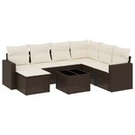 vidaXL Salon de jardin 8 Pièces avec coussins marron résine tressée