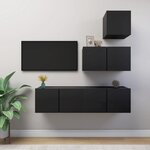vidaXL Ensemble de meubles TV 4 Pièces Noir Bois d'ingénierie