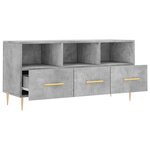vidaXL Meuble TV gris béton 102x36x50 cm bois d'ingénierie