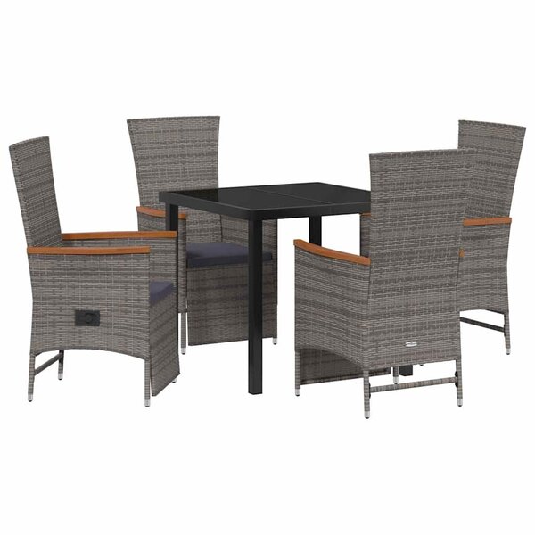 vidaXL Ensemble de salle à manger pour jardin 5 Pièces Gris polyrotin