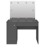 vidaXL Table de maquillage avec éclairage LED 110x55x145 cm MDF Gris
