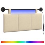vidaXL Tête de lit suspendue Avec lumière LED Crème Tissu