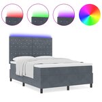 Lit Box Spring vidaXL avec Matelas & LED Gris Foncé 140x190 cm Velours