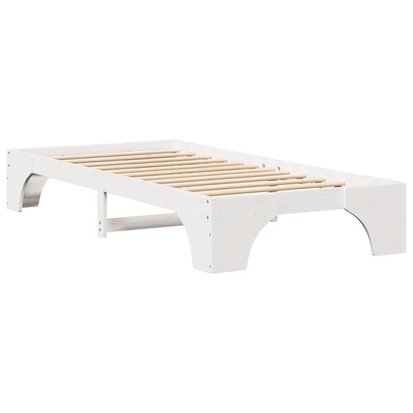 vidaXL Cadre de Lit Simple Blanc Bois de pin massif 75 x 190 cm Moderne