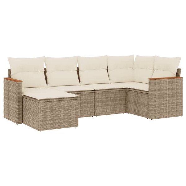 vidaXL Salon de jardin avec coussins 6 Pièces beige résine tressée