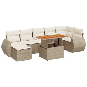 vidaXL Salon de jardin avec coussins 8 Pièces beige résine tressée