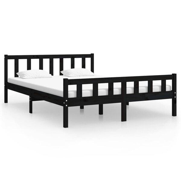 vidaXL Cadre de lit sans matelas noir bois massif 120x200 cm