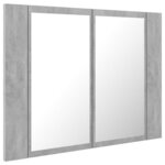 vidaXL Armoire de salle de bain à miroir LED Gris béton Acrylique