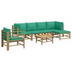 vidaXL Salon de jardin 7 Pièces avec coussins vert bambou