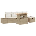 vidaXL Ensemble de canapé de jardin 6 Pièces Beige polyrotin