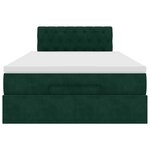 vidaXL Cadre de lit ottoman avec matelas vert foncé 120x200 cm velours