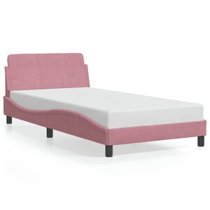 vidaXL Cadre de lit avec tête de lit Dover rose 100x200cm velours