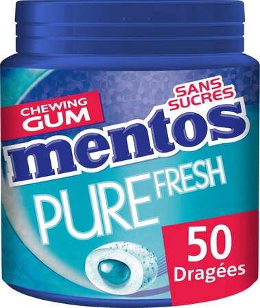 Mentos Chewing-gum Pure Fresh menthol eucalyptus sans sucres 100g