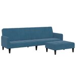 vidaXL Canapé-lit à 2 places avec repose-pied bleu velours