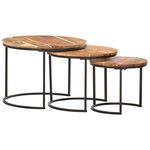 vidaXL Tables gigognes 3 Pièces Bois d'acacia massif