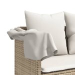 vidaXL Chaise longue avec coussins beige résine tressée