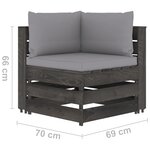 vidaXL Salon de jardin 9 Pièces avec coussins Bois imprégné de gris