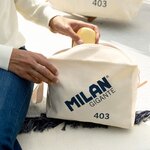Trousse de toilette grande capacité Milan Series 1918 Giant 403 - Taille 27x20x11cm - 2 compartiments intérieurs - Fermeture à glissière - 100  coton - Couleur Beige