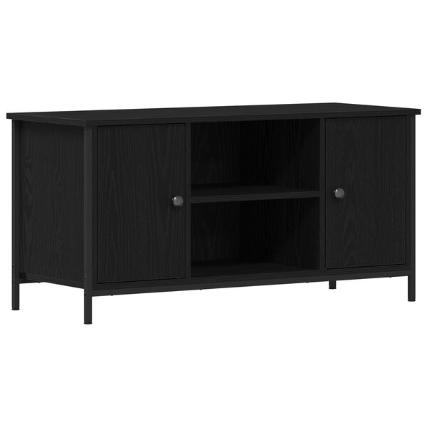 Meuble TV vidaXL Noir Chêne 100x40x50 cm Bois d'ingénierie et Acier